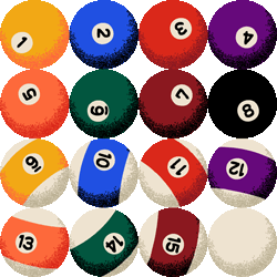 球突き　色数10色＜271 ラフタッチびりやーどのイラスト／非営利無料素材