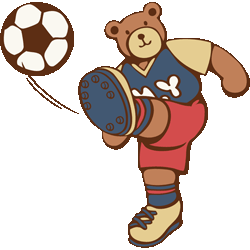 クマさんキック　色数6色＜281 熊のサッカー選手のイラスト／条件付フリー素材
