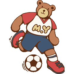 熊さんドリブル　色数6色＜281 熊のサッカー選手のイラスト／条件付無料素材