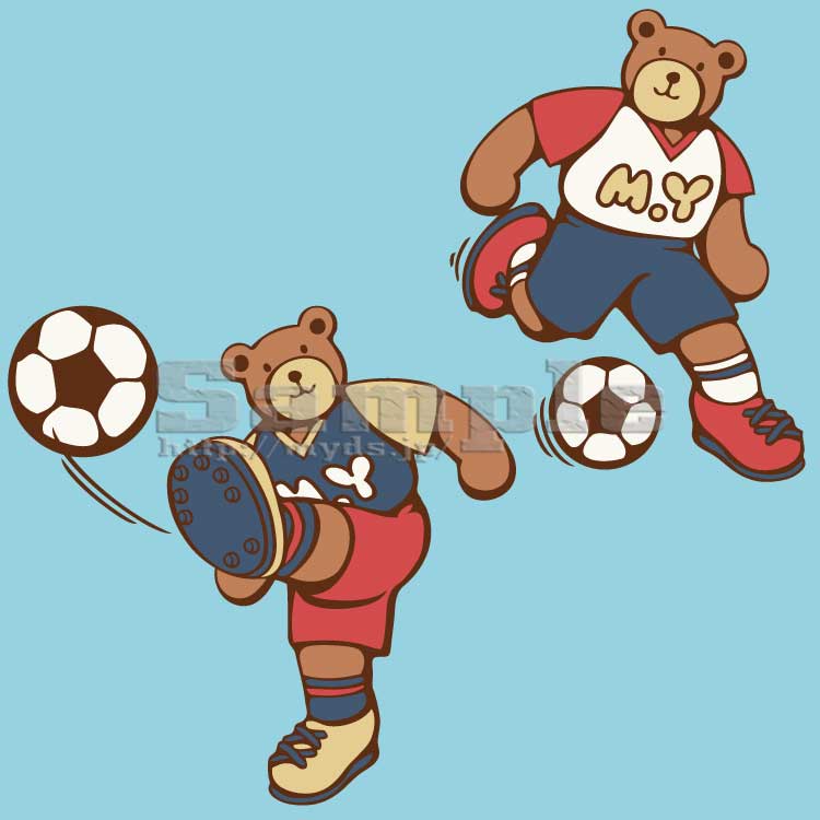 281 熊のサッカー選手＜サッカー／条件付フリー素材・商用無料イラスト
