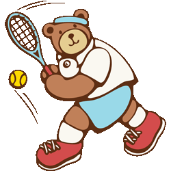 テニスする熊の家族