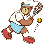 クマのテニス選手　色数7色＜テニスする熊の家族／非商用無料イラスト