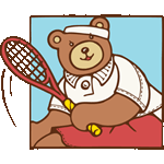 母グマテニスプレーヤー　色数7色＜テニスする熊の家族／条件付フリー画像