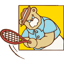 くま爺さんのテニス　色数7色＜286 クマさんテニスのイラスト／非営利無料素材