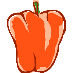 オレンジパプリカ　色数4色＜267 手描きピーマンのイラスト／非営利無料素材
