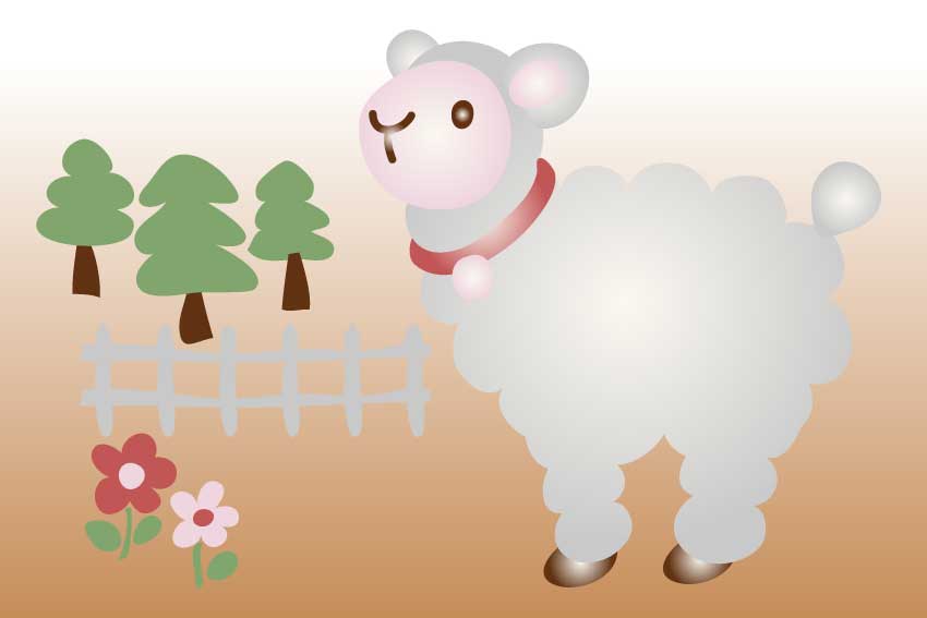 シンプル子羊＜羊・未年（ひつじどし）のポストカードイラスト・無料