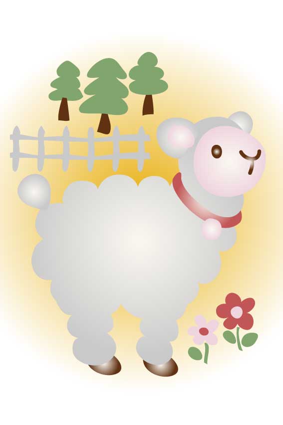 シンプル子羊 シンプルタッチひつじの年賀状用イラスト フリー素材集
