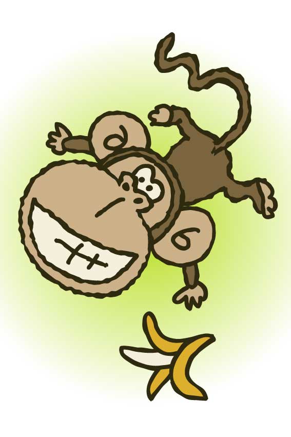 猿・申年（さるどし）＞バナナ大好き猿の葉書サイズイラスト・フリー