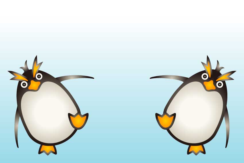 ペンギン＜鳥・酉年（とりどし）のポストカードイラスト・無料