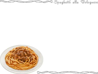 スパゲッティ・ミートソース（ボロネーゼ）の年賀状／非商用無料イラスト