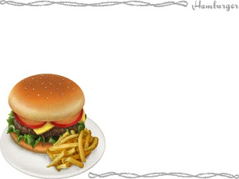 ハンバーガー＆フライド ポテトの年賀状／非商用無料イラスト