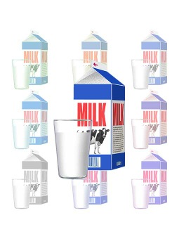 紙パック牛乳（ミルク）のポストカード／無料イラスト