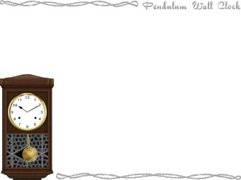 壁掛式の振り子時計の年賀状／非商用無料イラスト