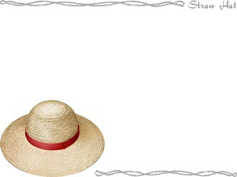 麦わら帽子、ストローハットの年賀状／非商用無料イラスト