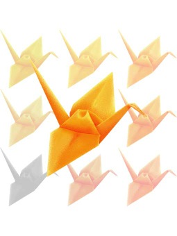 折り紙、折り鶴のポストカード／無料イラスト