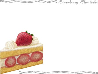 苺ショートケーキ、ストロベリー ショートケーキの年賀状／非商用無料イラスト