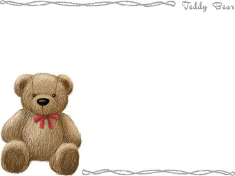 クマのぬいぐるみ、テディベアの年賀状／非商用無料イラスト