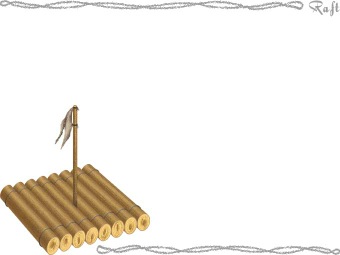 丸太の筏（イカダ）の年賀状／非商用無料イラスト