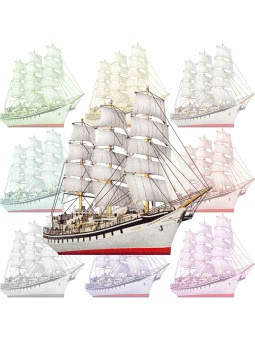 帆船のポストカード／無料イラスト