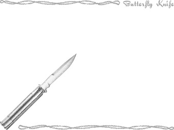 バタフライ ナイフ、バリソン（フォールディング ナイフ）の年賀状／非商用無料イラスト