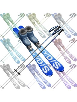 スキー用具のポストカード／無料イラスト