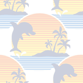 048 夕陽とイルカ＞海豚（いるか）のテキスタイル図案／非商用無料イラスト