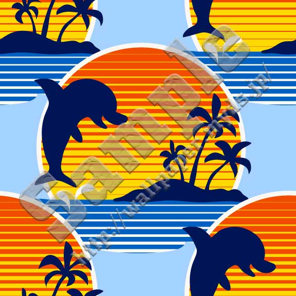 イルカ＜048 夕陽とイルカ＞の背景画像・壁紙