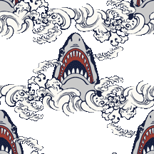 鮫波しぶきと鮫＜サメのイラスト壁紙／条件付フリー素材