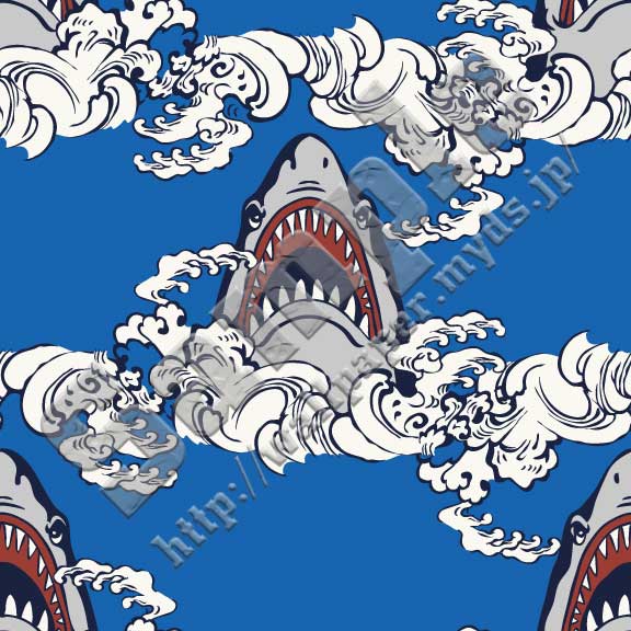 サメ＜151 和柄タッチ鮫＞の背景画像・壁紙