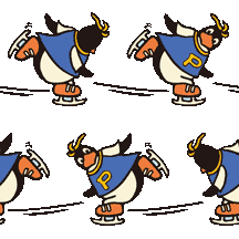 アイススケートをするペンギン＜ペンギンのイラスト壁紙／条件付フリー素材