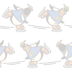アイススケートをするペンギンのテキスタイルパターン