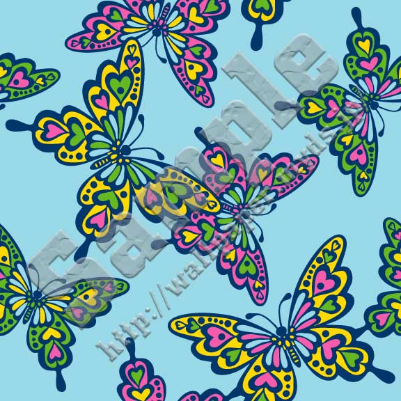 ハート柄の揚羽蝶の壁紙サンプル