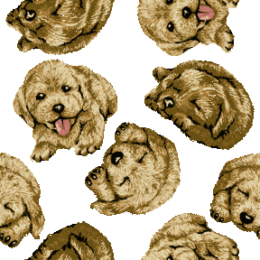 刺しゅうタッチゴールデンリトリバーの小犬＜ゴールデン・レトリバーのイラスト壁紙／条件付フリー素材