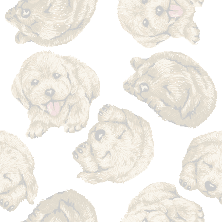 329 刺繍風レトリバーの子犬＞ゴールデン・リトリーバーのテキスタイル図案／非商用無料イラスト