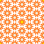 232 幾何オレンジ小花のイラスト総柄