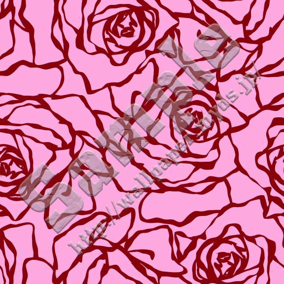 単色薔薇線画のテキスタイルサンプル