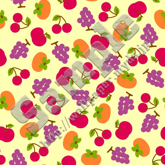 柿、葡萄、林檎、桜ん坊のテキスタイルサンプル
