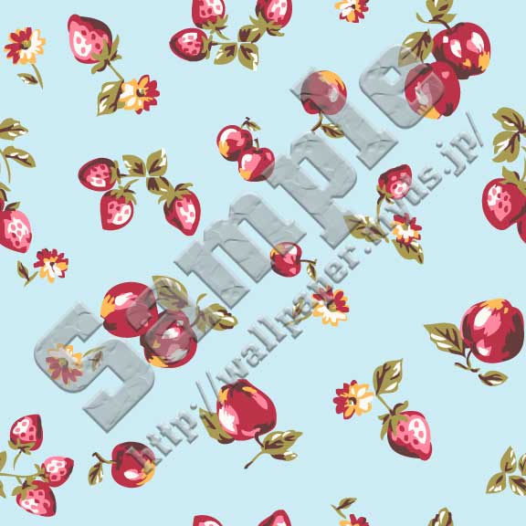 果物ミックス＜474 林檎＆苺＆花＞の背景画像・壁紙