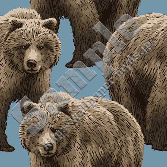 リアルタッチ灰色熊（ハイイログマ）の総柄サンプル