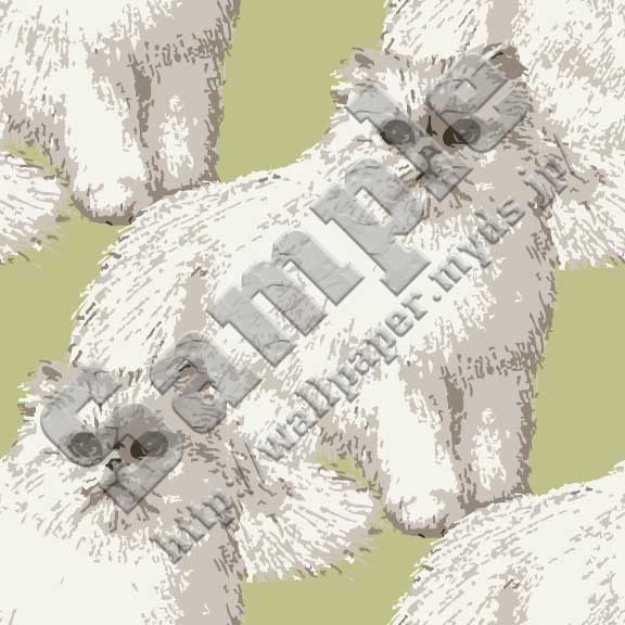 リアルタッチペルシャ猫ホワイトの総柄サンプル