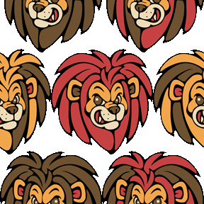 344 赤毛のライオンのイラスト総柄
