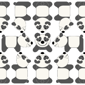 ジャイアントパンダ三面図（正面図、平面図、側面図）＜パンダのイラスト壁紙／条件付フリー素材