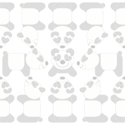 ジャイアントパンダ三面図（正面図、平面図、側面図）のテキスタイルパターン