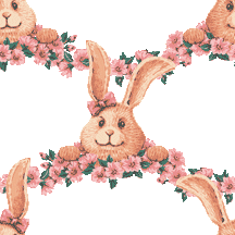 花とウサギ＜ウサギのイラスト壁紙／条件付フリー素材