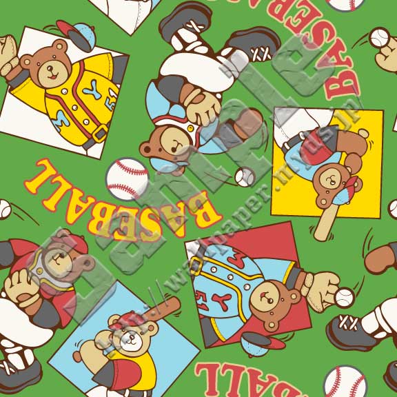 野球＜389 クマさんベースボール＞の背景画像・壁紙