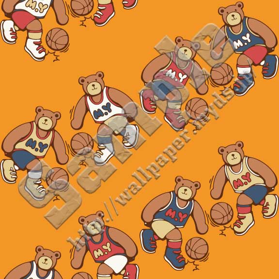 バスケットボール＜394 クマのバスケ選手＞の背景画像・壁紙