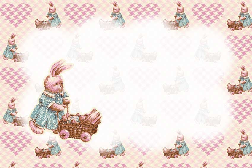 ギンガムチェック兔＜兎・卯年（うさぎどし）のポストカードイラスト・無料