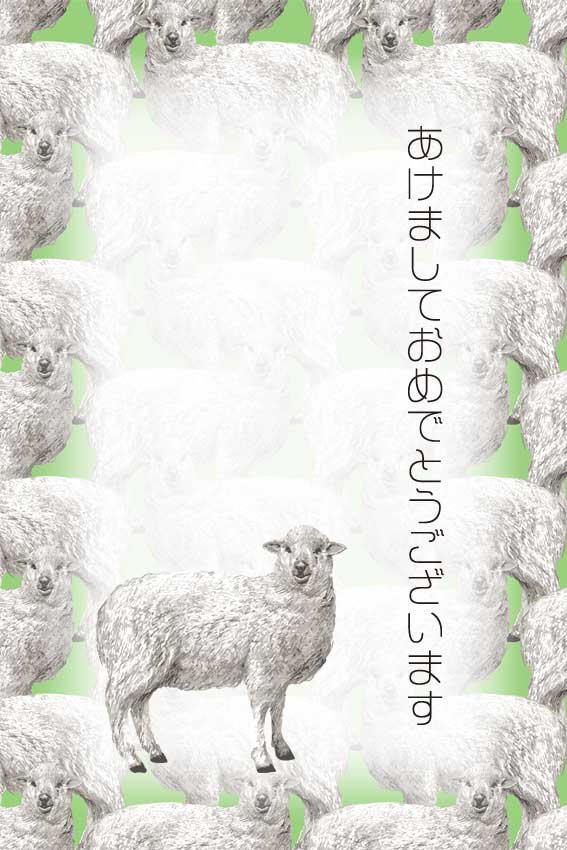 未年＞リアル羊の年賀ハガキ用画像・無料素材