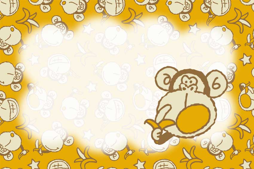 バナナ＆モンキー＜猿・申年（さるどし）のポストカードイラスト・無料