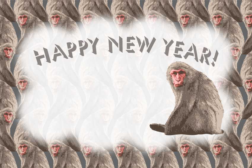 リアル日本猿の年賀用イラスト